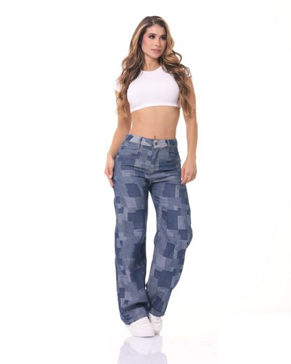 Jeans Palazzo Cuadros Ref 3622| Harmony Jeans