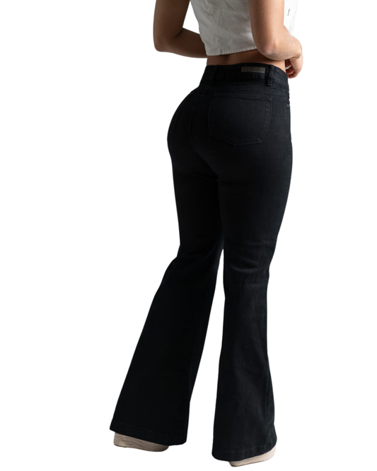 Jean Bota Campana Negro Premium para Mujer – Referencia 3609 | Harmony Jeans